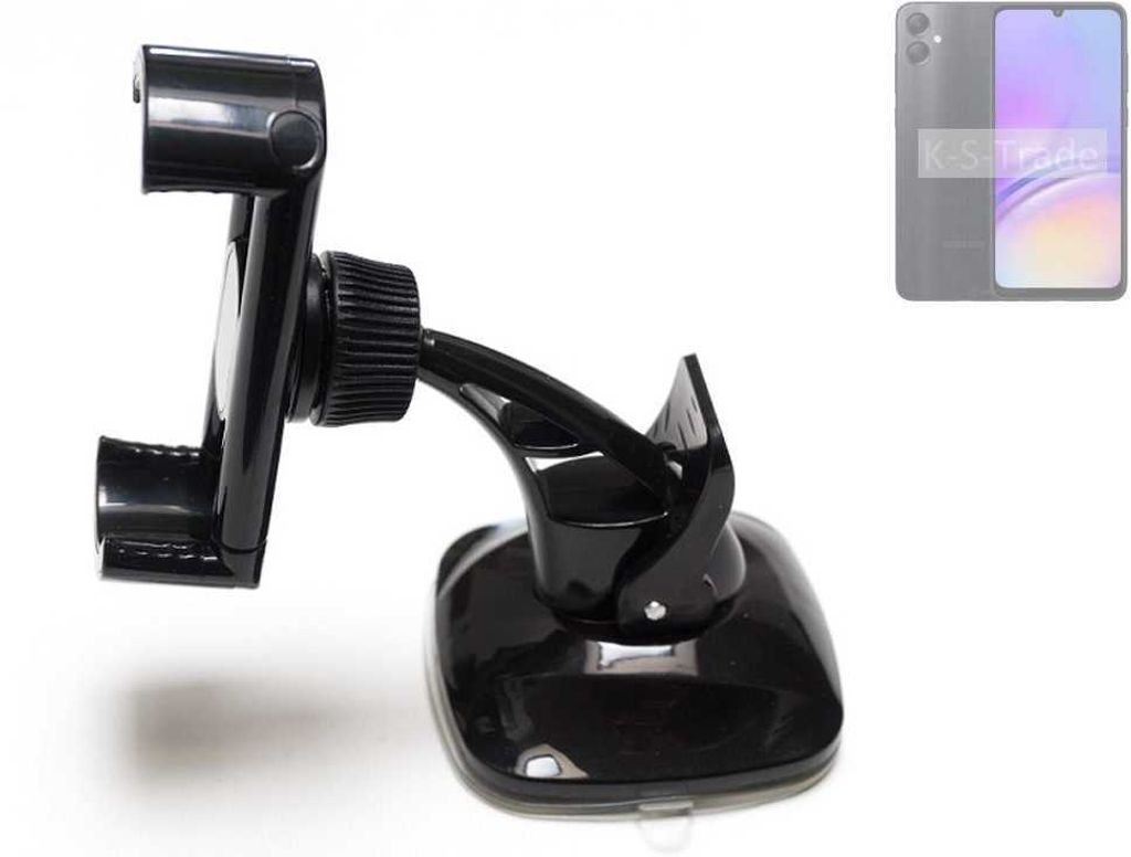 K-S-Trade kompakte Handy-Halterung Windschutzscheibe kompatibel mit Samsung Galaxy A05s Armaturenbrett schwarz Autohalterung KFZ Halter