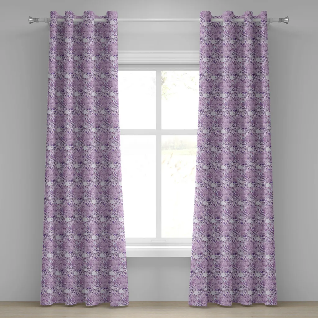 Rideaux décoratifs 2 panneaux lilas et lavande 280x245 cm style floral