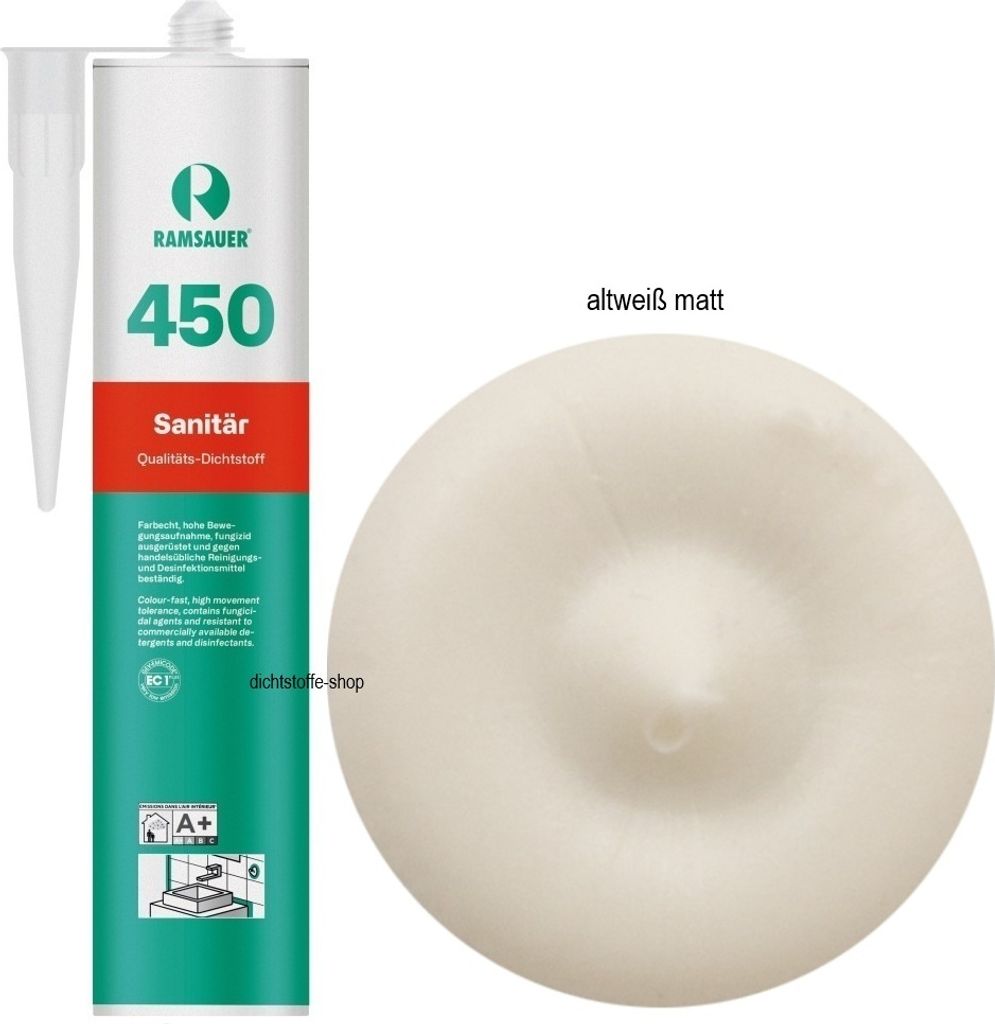 Ramsauer 450 Sanitär Silicon Fugen Dichtstoff 310ml Kartusche altweiß MATT