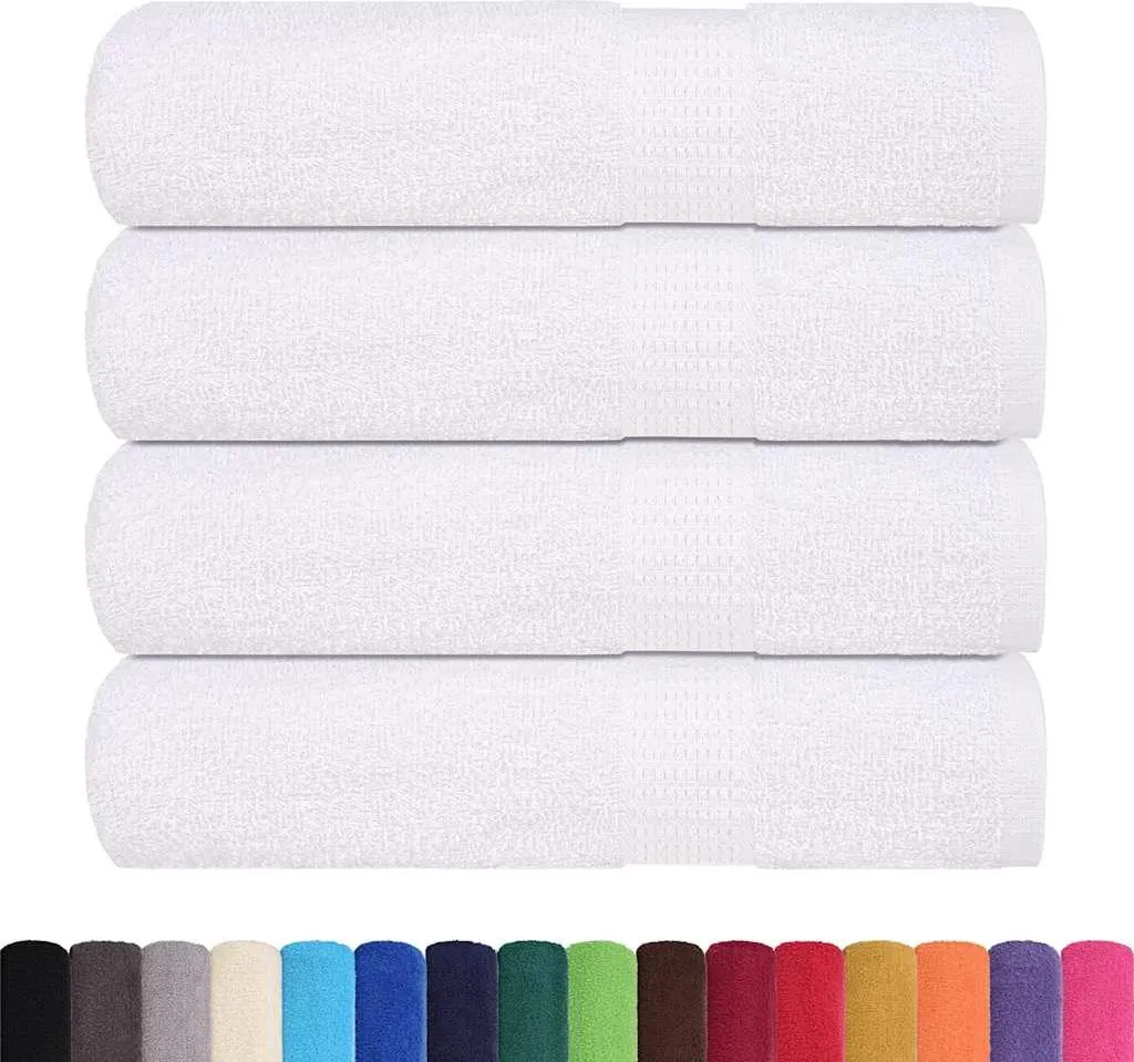 Set 4 Asciugamani Grandi vidaXL Bianco Cotone 100x150 cm 360g