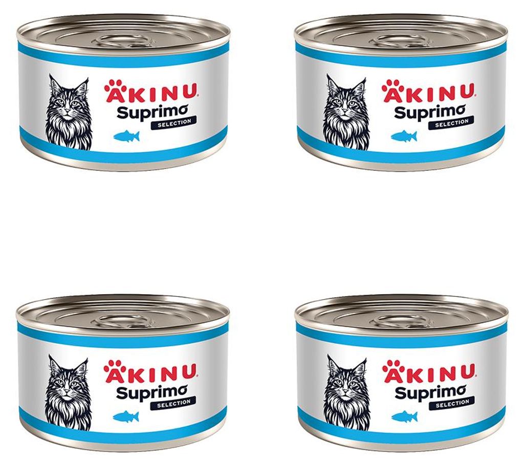 Akinu SUPRIMO SELECTION Lachsstücke in Dosen für Katzen 200 g MTP 4 Stück