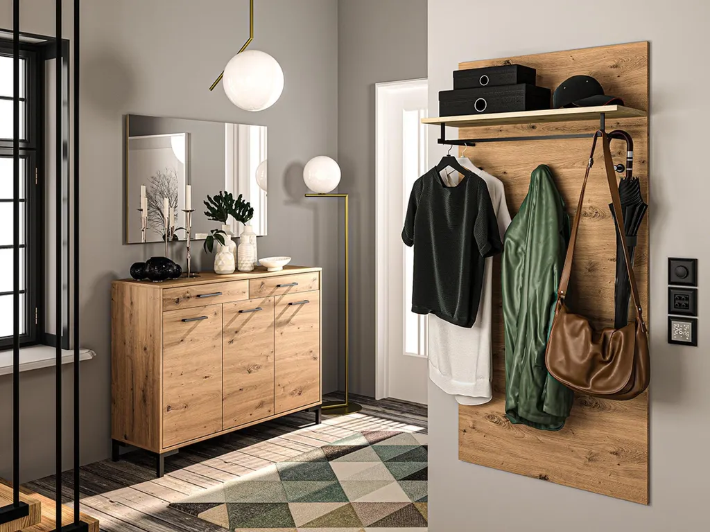 Commode de Salon Nevio 120cm Chêne Beige - Meuble de Rangement Chic - 6