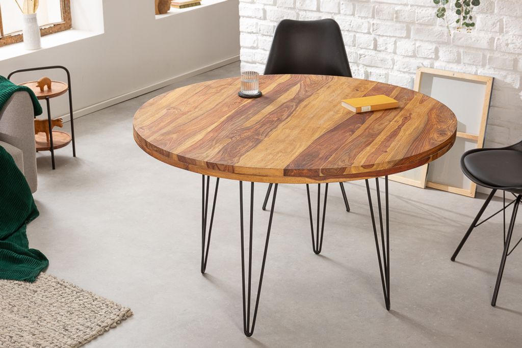 riess-ambiente Runder Esstisch MAKASSAR 120cm natur schwarz Produktbild 3