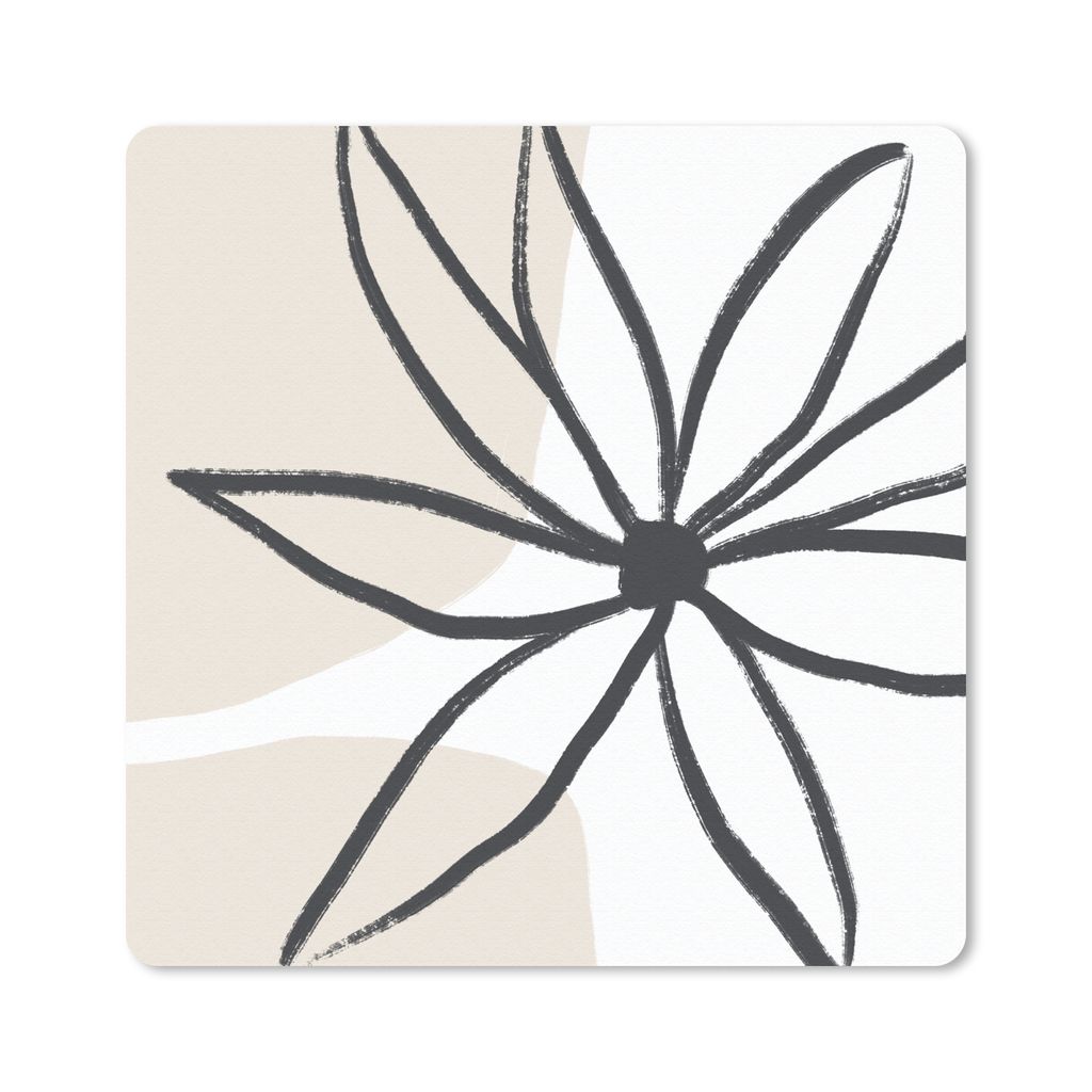 MuchoWow Mauspad Mousepad Blumen - Minimalismus - Pastell 20x20 cm - Mousepads - Maus Mat - Pad - Mausunterlage - Desk Mat - Bureauartikeln