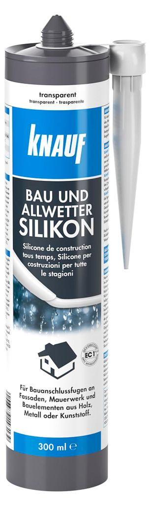 Knauf Silikon, Abdichten von Fugen, 300 ml, transparent, für Innen- und Außenbereich