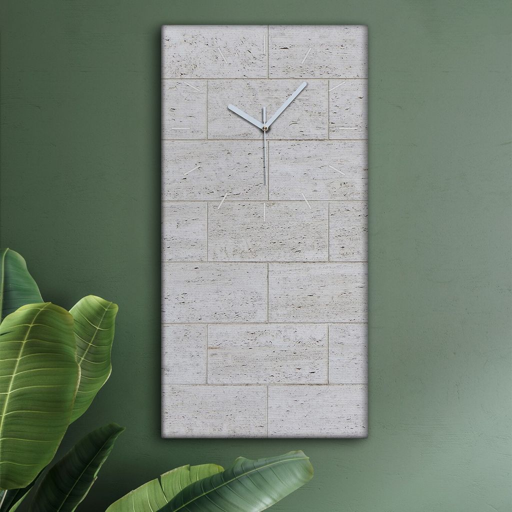 Wohnzimmer Leinwand Uhr Geräuschlos Küche 30x60 Ziegel, Motive, Wand, Textur, weiße Zeiger