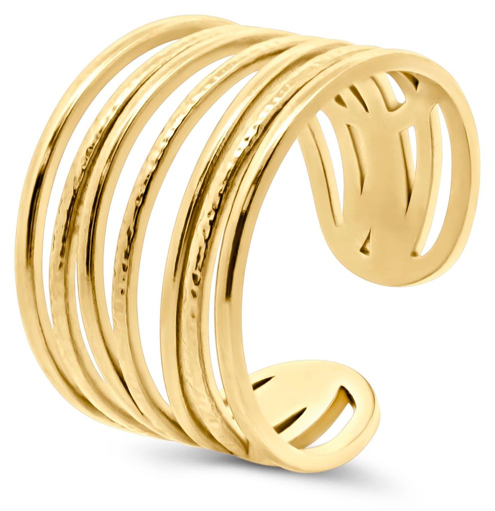8CR-10063 – CO88 Collection – Open Ring met Draad Design – Goudkleurig - One-size