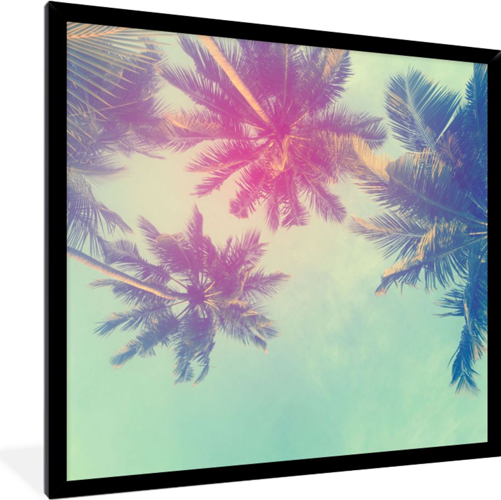 MuchoWow Gerahmtes Poster Palmen - Palmenblätter - Sommer - Tropisch 40x40 cm - Poster mit Schwarzem Bilderrahmen Wandposter Rahmen Foto Bilder ...