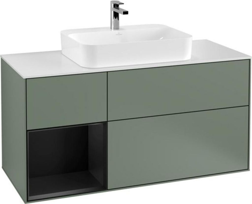 V&B Waschtischunterschrank Finion 120cm, Pl w m, Rg l b m Lac, Oli. m Lac