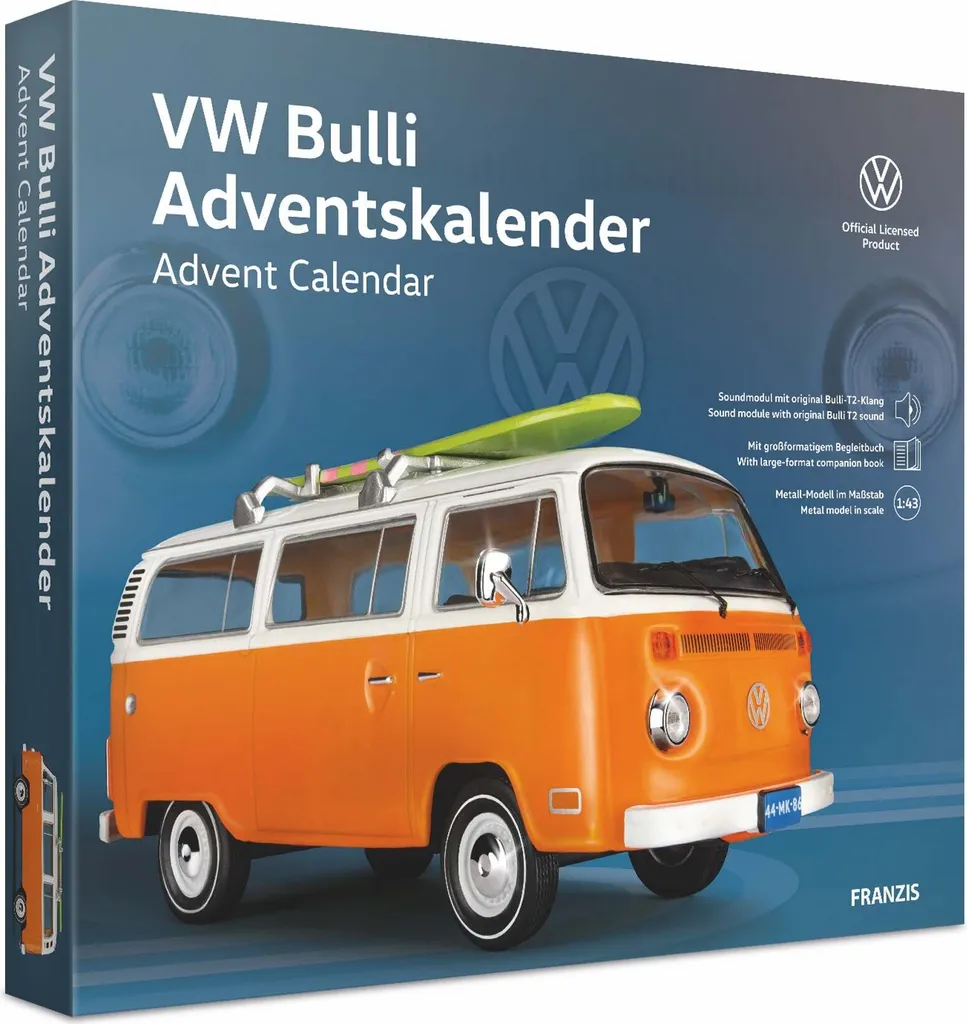 VW Bulli T2 Calendrier de l'Avent avec Son Original et Livre Illustré
