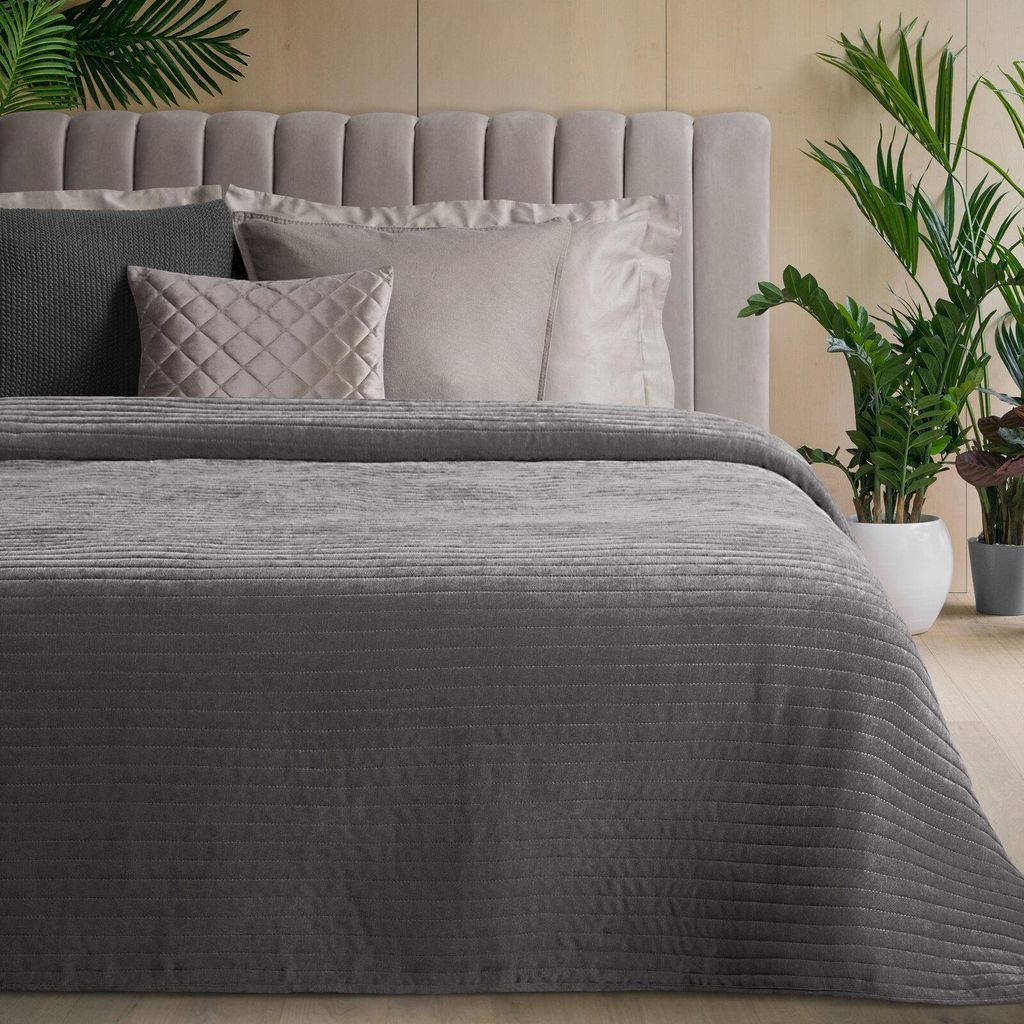 Tagesdecke GLORI mit Streifenmuster grau 220x240 cm