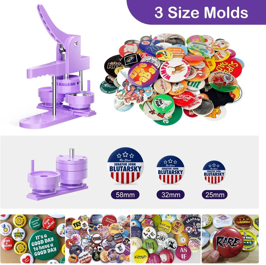 Machine à badges anti-échec avec 300 pièces et 3 moules interchangeables - 3