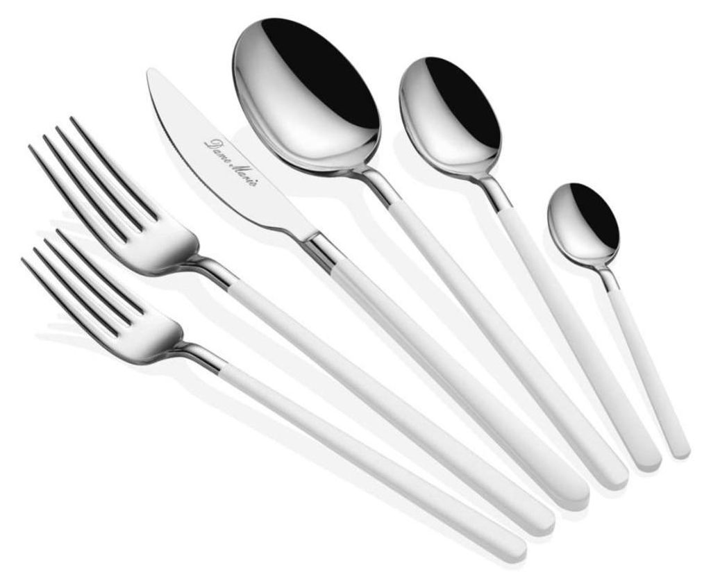 Hermia Concept, Hochwertiges Besteckset (36 Teile), 100% Edelstahl, 4 mm Dicke | 6x Esslöffel, 6x Gabeln, 6x Messer, 6x Dessertlöffel, 6x Dessert...
