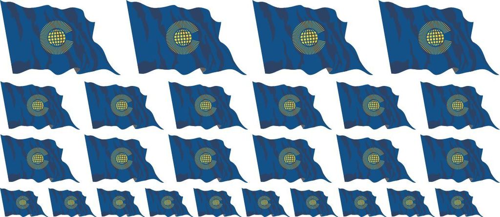 Mini Fahnen / Flaggen Set wehend - 4x 51x31mm+ 12x 33x20mm + 10x 20x12mm- selbstklebender Aufkleber - Commonwealth - Sticker fürs Büro, Schule un...