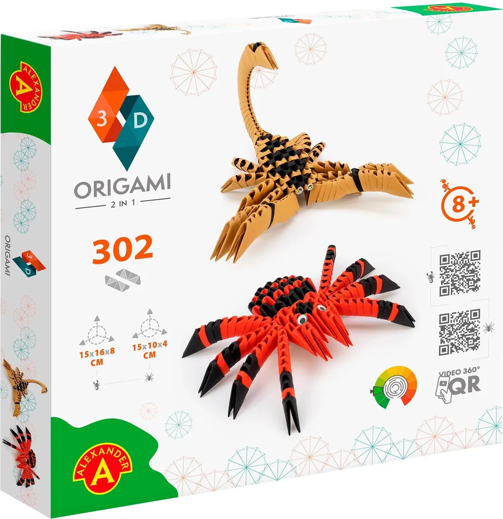 Origami 3D Alexander 25651: Kit Ragno e Scorpione 302 Pezzi 2in1