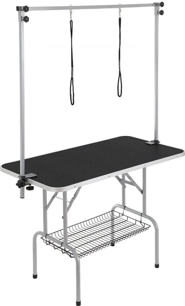 Table de Tonte Chien Pliable en Inox avec Potence Réglable - Grand Modèle XXL