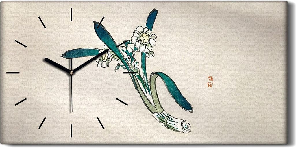 Leinwand Uhr Küche Wohnzimmer Bild Geräuschlos 60x30 Malerei Asiatische Blumen - schwarze Hände