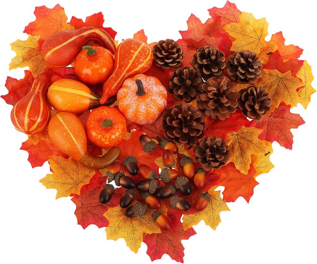 com-four 96-teiliges Herbstdeko-Set - Tischdeko für den Herbst - DIY Bastel-Set für Ernte- und Türkranz - große Streudeko als herbstlicher Ti...