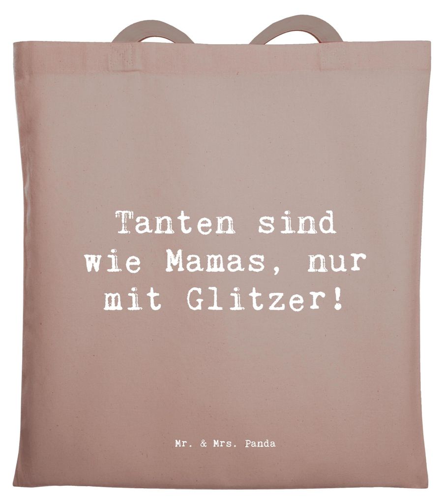 Mr. & Mrs. Panda Tote Bag Spruch Glitzernde Tante - Braun Pastell - Geschenk, einzigartige Designs, Schultasche, Einkaufstasche, herzerwärmende Sp...