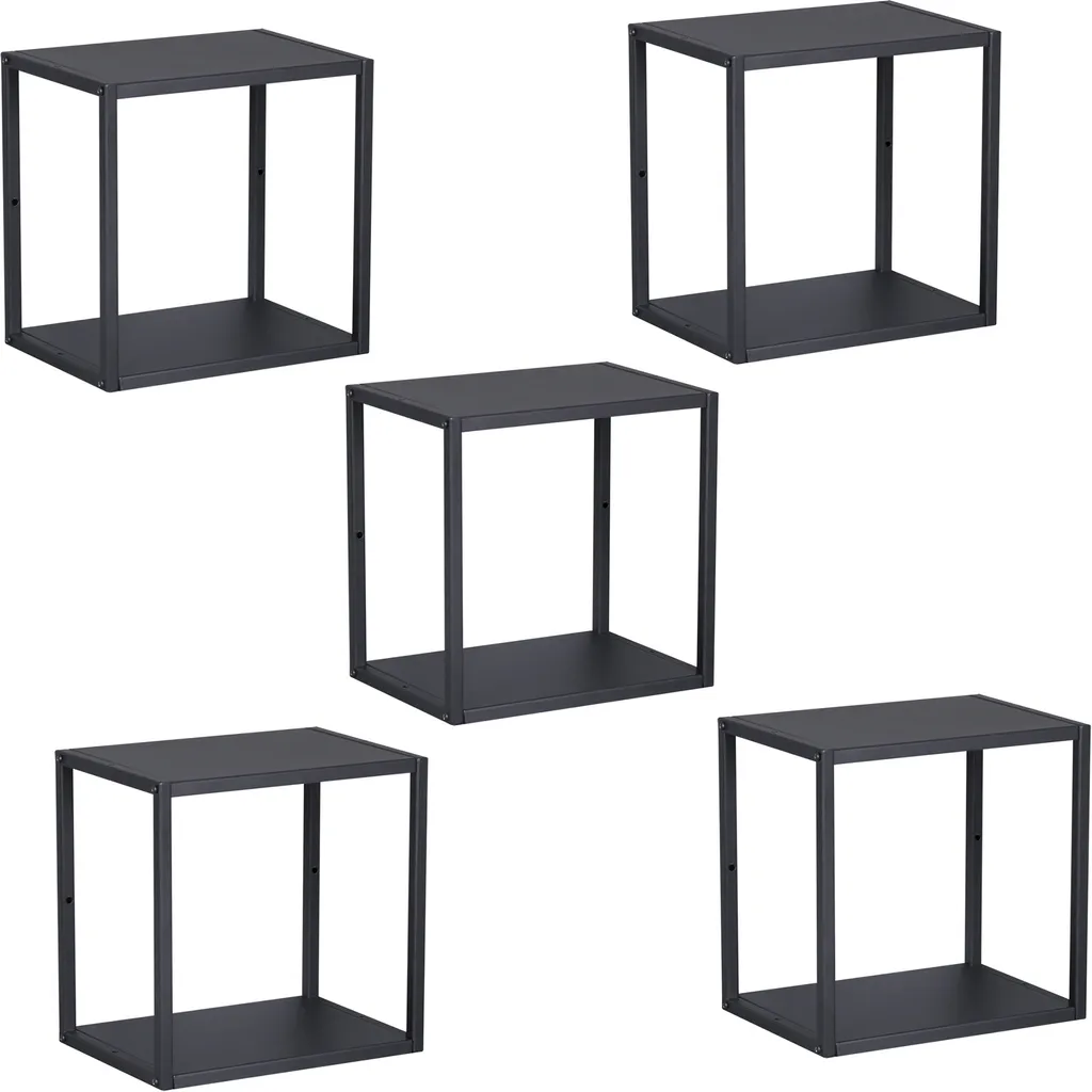 Étagère murale carrée en acier noir Nostened avec fixation invisible