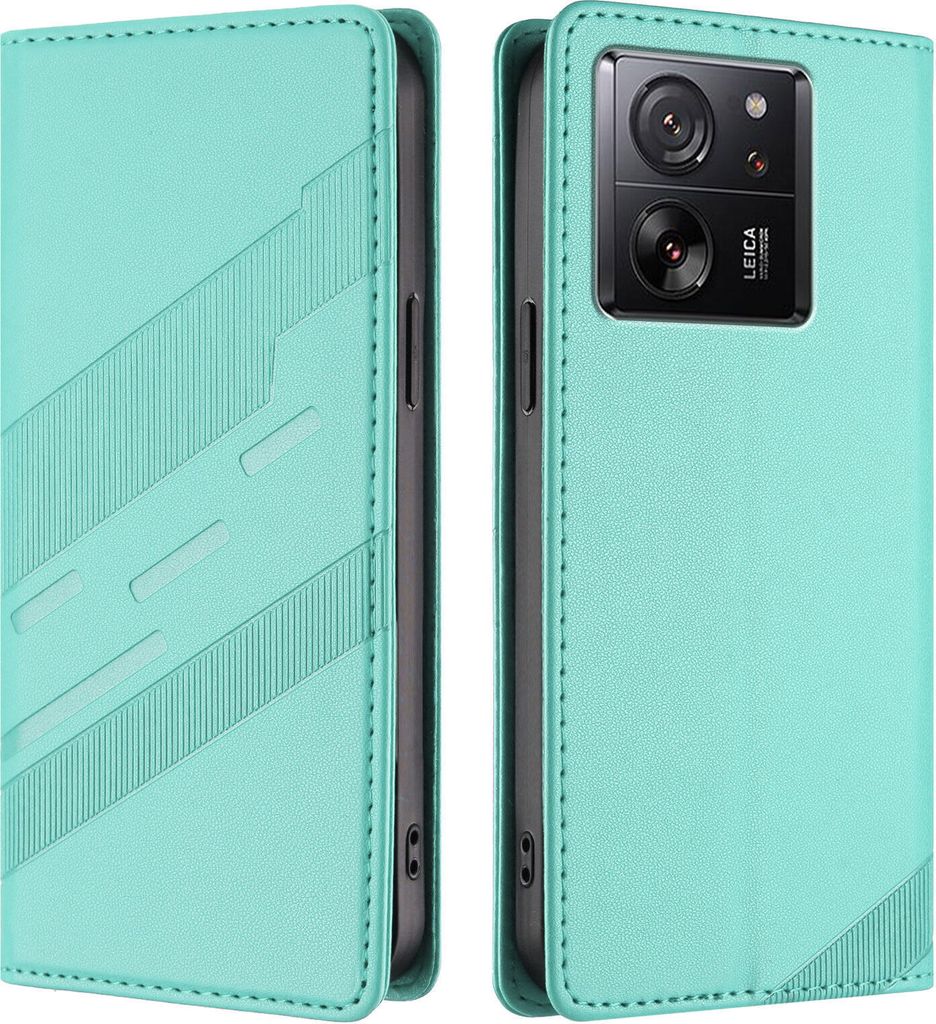 Hülle für Xiaomi 13T / 13T Pro/Redmi K50 Ultra, Kunstleder Brieftaschen Handyhülle mit Kartenfach und Standfunktion Türkis