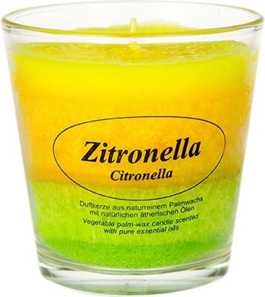 Duftkerze im Glas, 100% pflanzliches Stearin, Zitronella, KERZENFARM HAHN, mit reinen ätherischen Ölen, Brenndauer ca. 24h