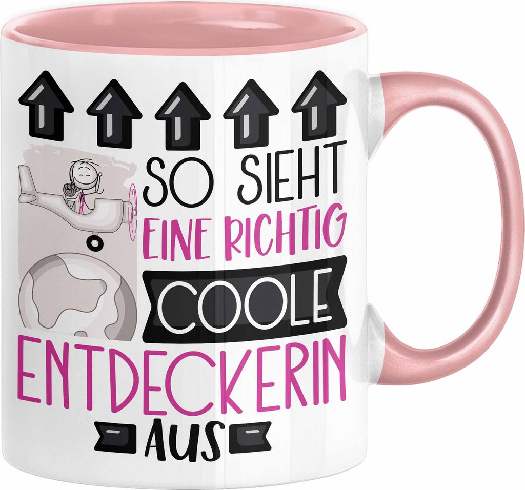 Entdeckerin Geschenk Tasse Geschenkidee für Entdeckerin Geburtstag Weihnachten Spruch So Sieht Eine Richtig Coole Entdeckerin Aus Kaffee-Becher (...