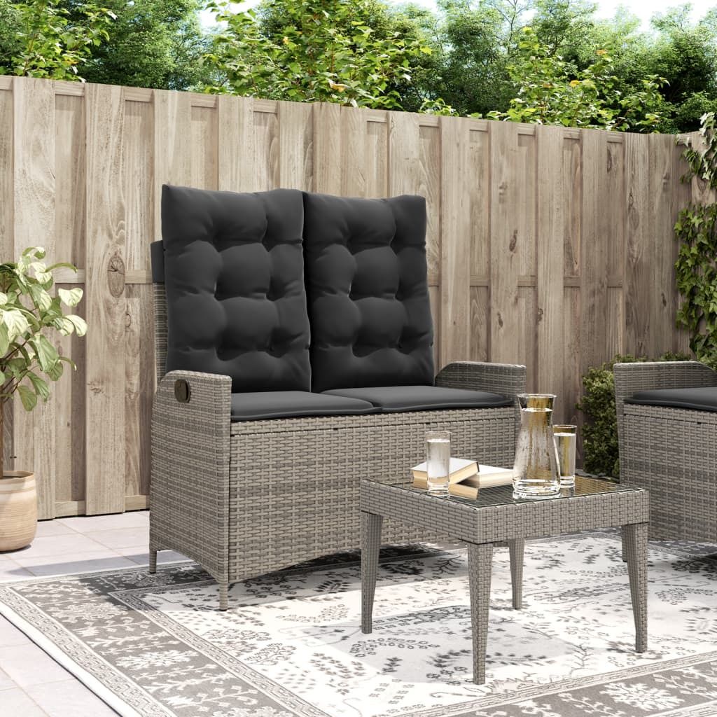 Maison Exclusive - Gartenbank Verstellbar mit Kissen Grau Poly Rattan