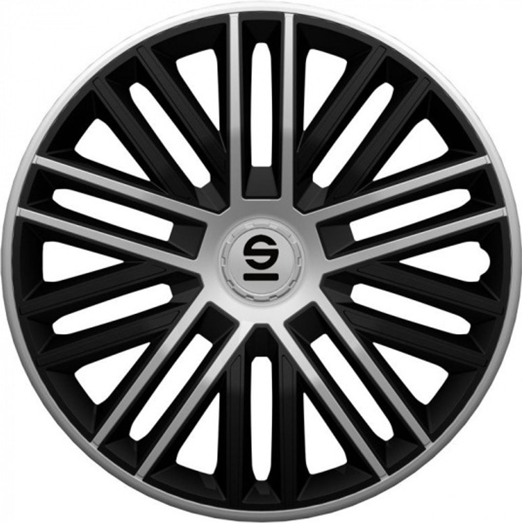 Radkappen Radzierblenden Sparco Bergamo 16" Zoll Abdeckung Set Schwarz Silber 4x
