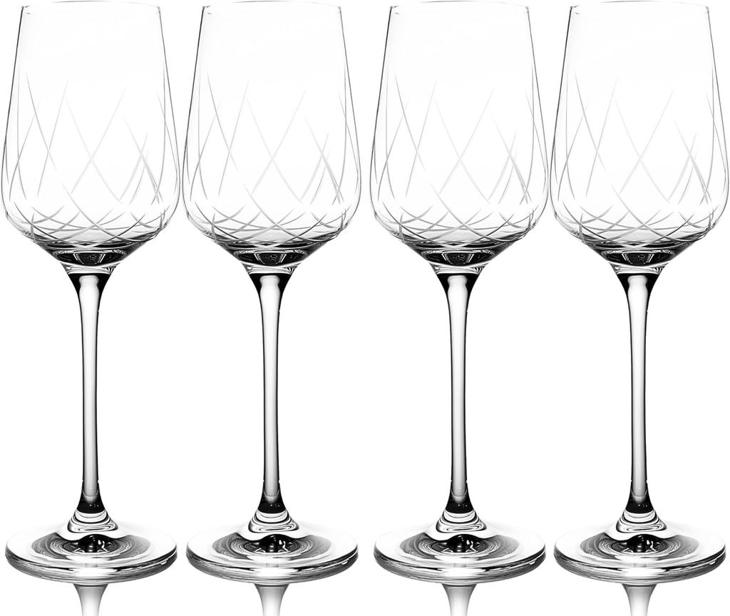 B.BOHEMIAN Weinglas NEU Kris Kros 4er Set, 350 ml Weißwein-Gläser in Cristallin Teqton Allure Glas IAF733-gewinner für Prosecco, Champagne,Wein-...