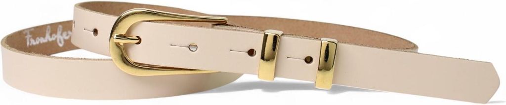 FRONHOFER schmaler Damengürtel Echtleder 1,8 cm, vergoldete Gürtelschnalle & Metallschlaufen