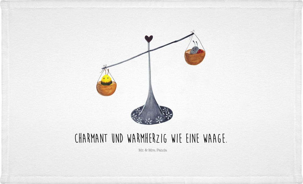 Mr. & Mrs. Panda Handtuch Sternzeichen Waage - Weiß - Produktbild 