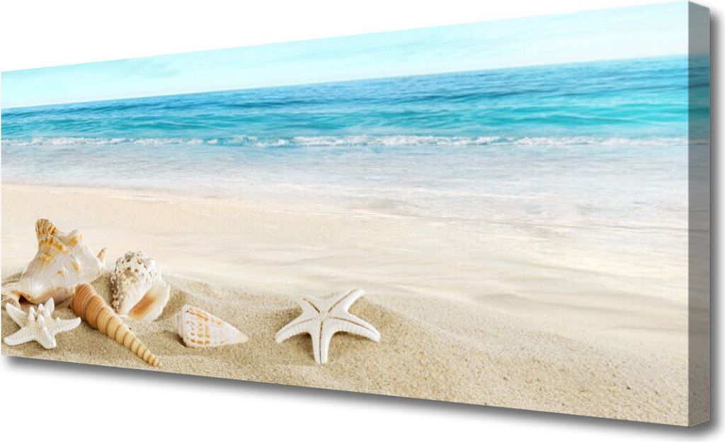 Tulup Leinwand-Bilder 125x50 Wandbild Canvas Kunstdruck Seesterne Muschel Landschaft