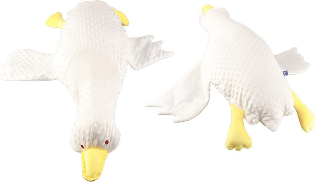 White Goose Plushies Spielzeug aus Baumwolle, bequem, für Neugeborene, Auspuff, beruhigendes Kissen, tragbares Babybett, gelber Gürtel, Anti-Erst...