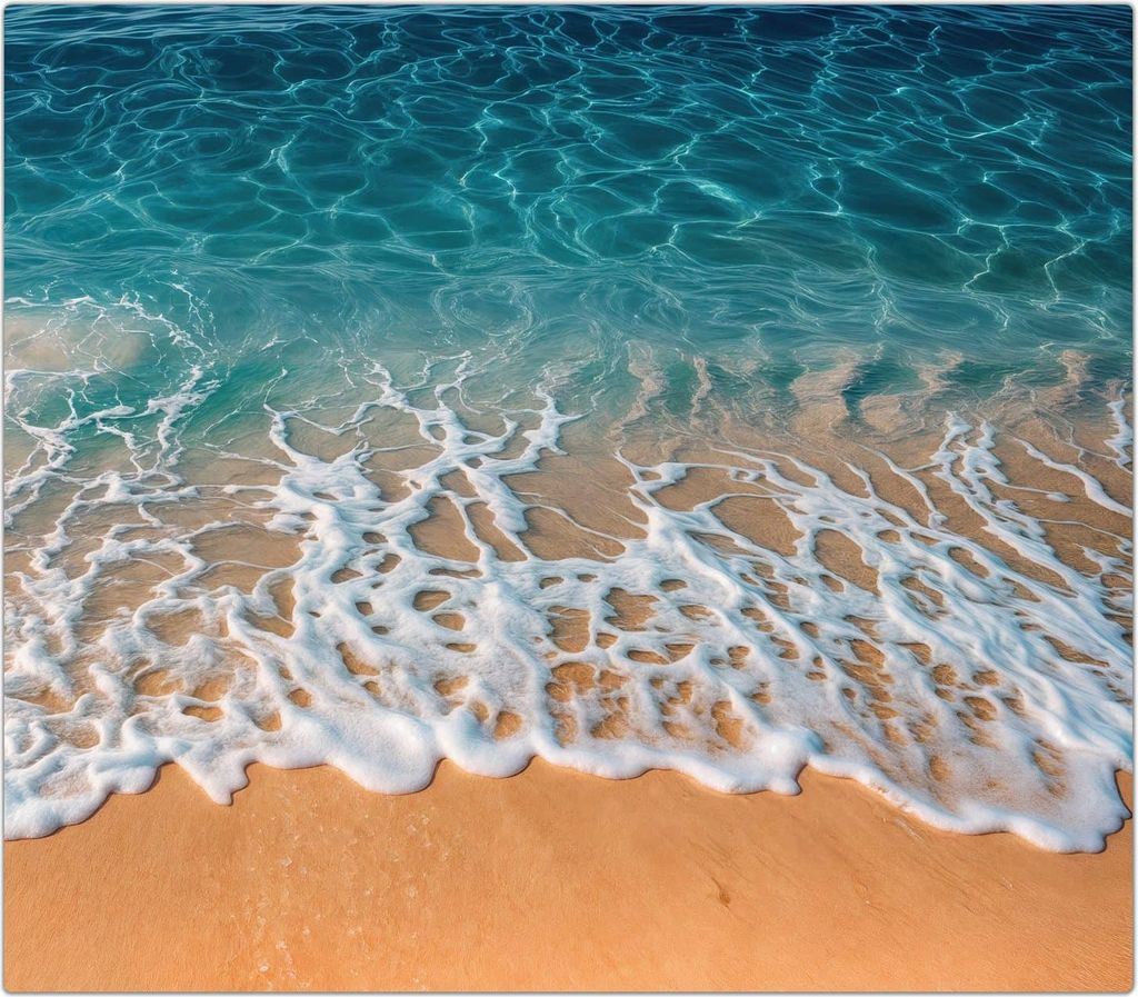 Spritzschutz Herdabdeckplatte Schneidebrett aus Glas Strand und Wellen 1-Teilig (60x52cm)
