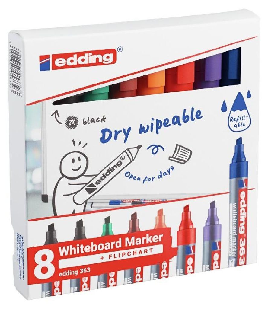 edding 363 Whiteboardmarker, assorti (set van 8 stuks) Productafbeelding 