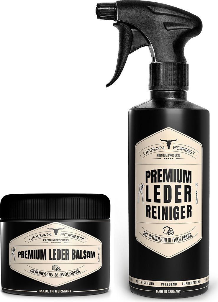 Lederpflege SPARSET Premium Lederbalsam + Lederreiniger 2er Set mit Bienenwachs & Avocado-Öl - 250ml Balsam + 500ml Reiniger
