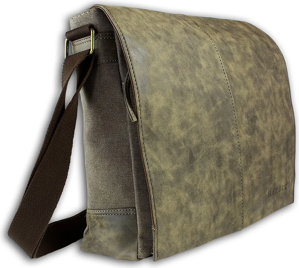 Borsa messenger da uomo in tela Harolds in ecopelle marrone D2OTJ2380N