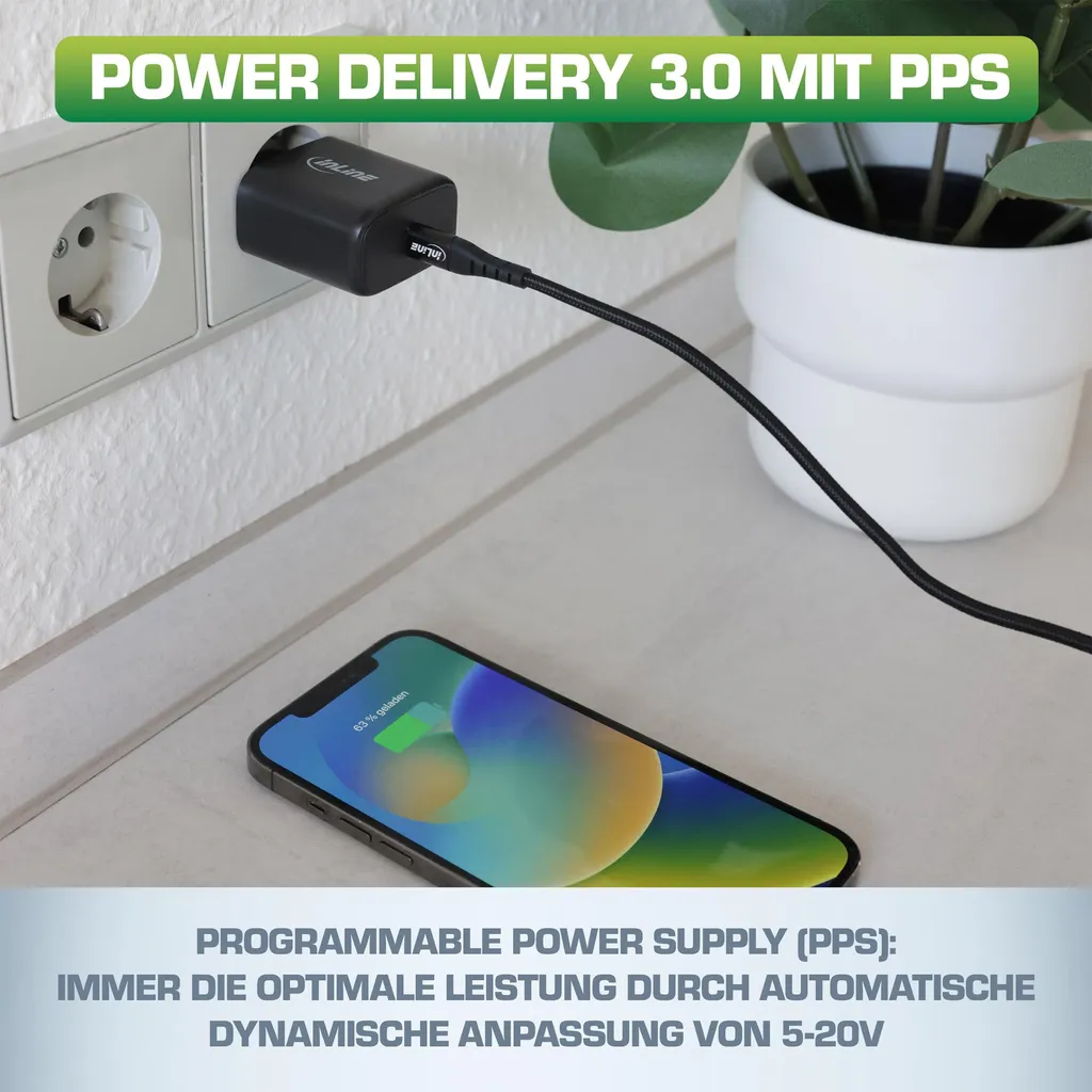 InLine 65W GaN USB-C PD 31506D - Alimentatore compatto ultra-veloce - 5