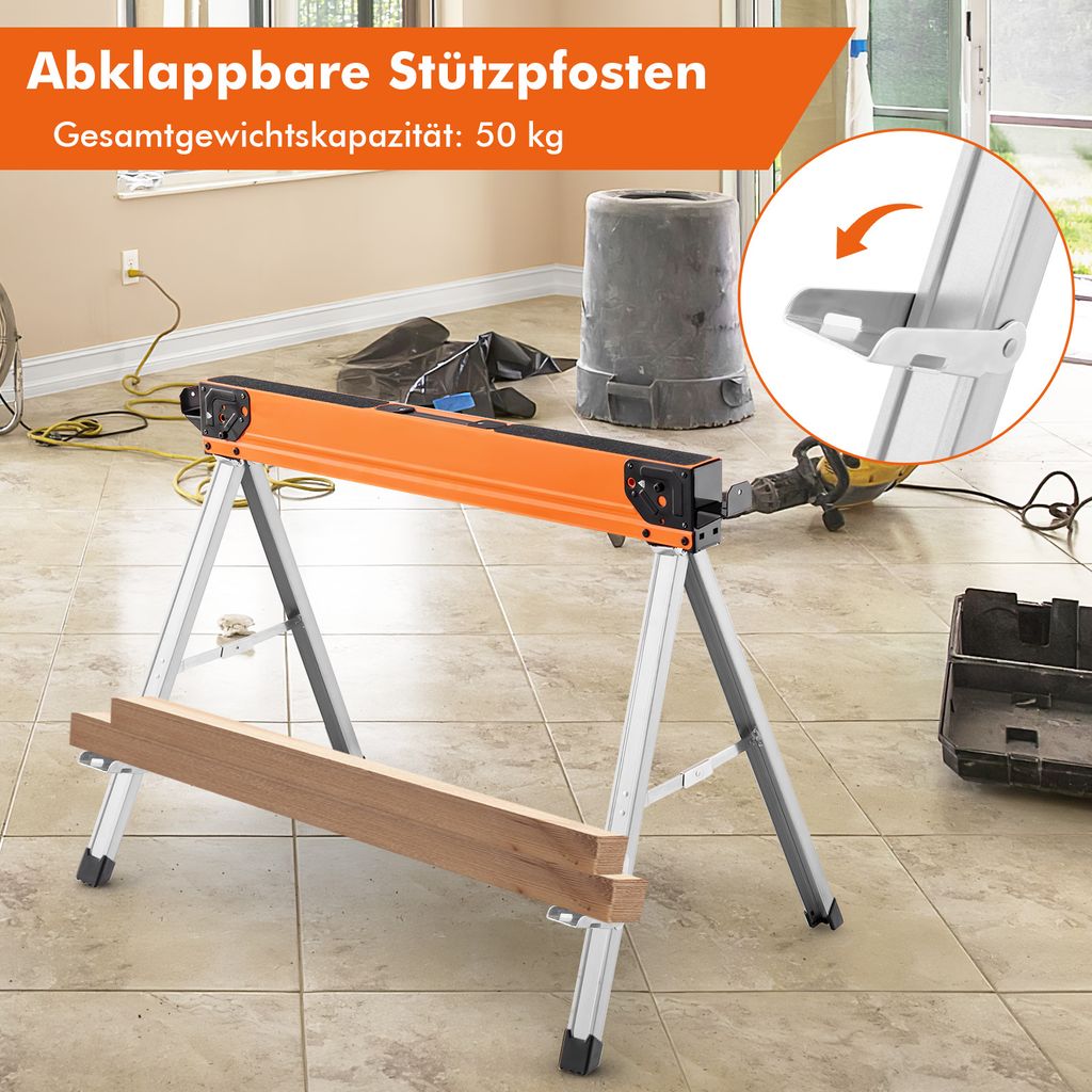 COSTWAY 2 pílové kone skladacie s rukoväťou, pracovné Obrázok produktu 5