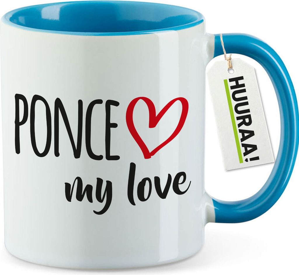 Huuraa Kaffeetasse Ponce my love 330ml Blau Keramik Kaffeebecher Geschenkidee