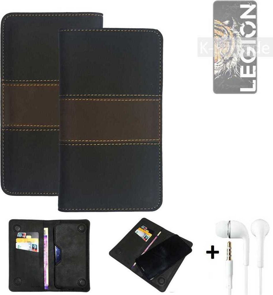K-S-Trade Handyhülle + Kopfhörer kompatibel mit Lenovo Legion Y70 Schutzhülle Walletcase Bookstyle Tasche Schutz Case Hülle Wallet Cover