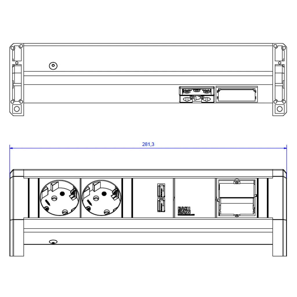 Prise de bureau DESK 2 compacte avec 2 contacts de protection et USB