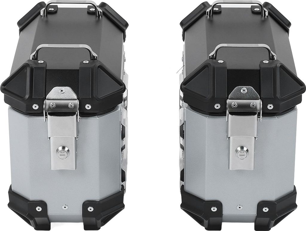 Motorrad-Seitenkoffer aus Aluminiumlegierung, 18 l, Hartschale mit Stützgestell, Verriegelungsgriff, Satteltaschenbox für Helmgepäck, Silber