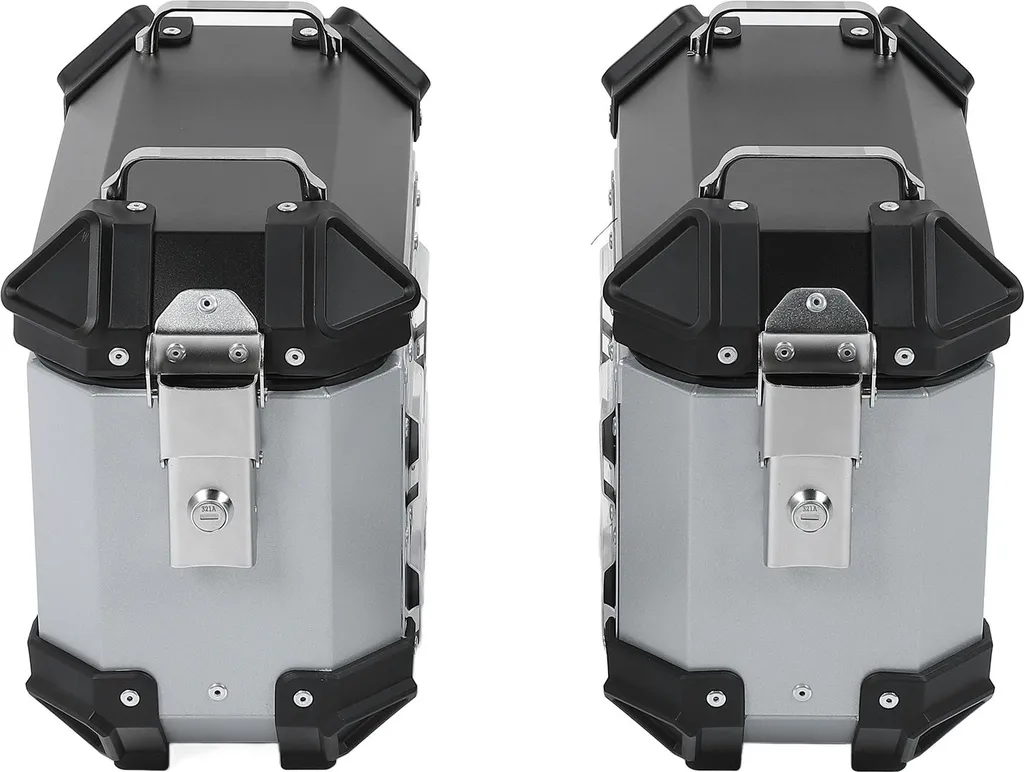 Sacoche moto latérale 18L en alu rigide argent pour voyage et commuting