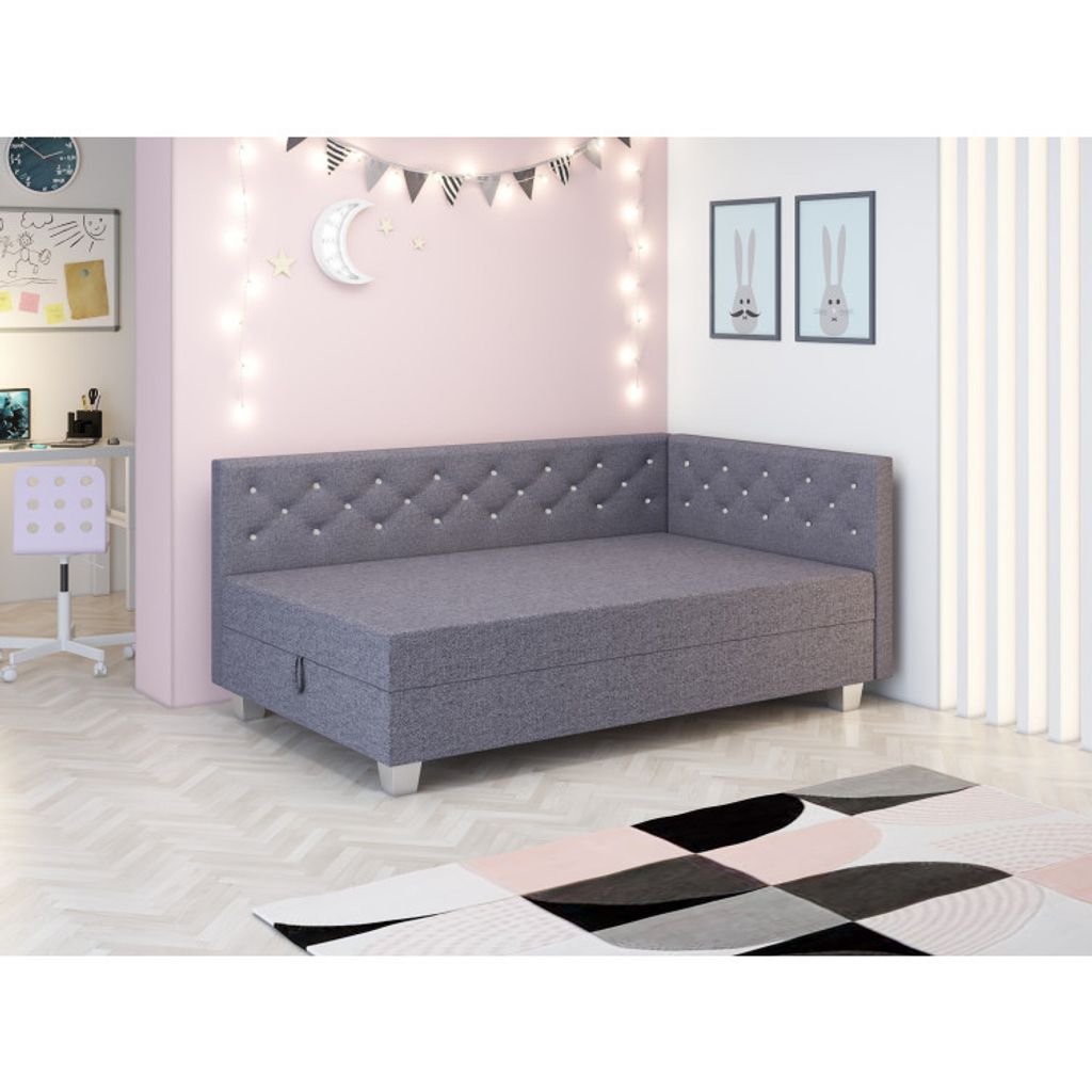 Einzelbett 120x195 FREDERIKA PLUS 2 - grau