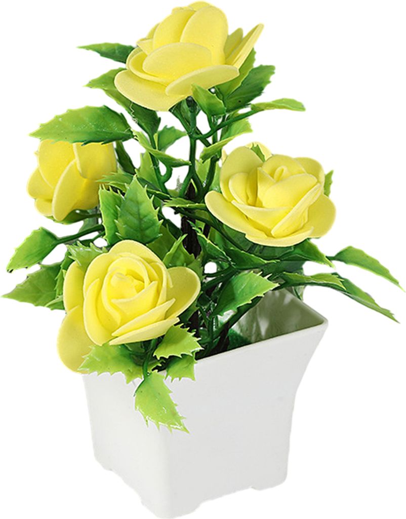 Gefälschte Topfpflanze, leuchtende Farbe, künstliche Rose, Bonsai, lichtbeständig, realistische simulierte Pflanze für die Heimdekoration