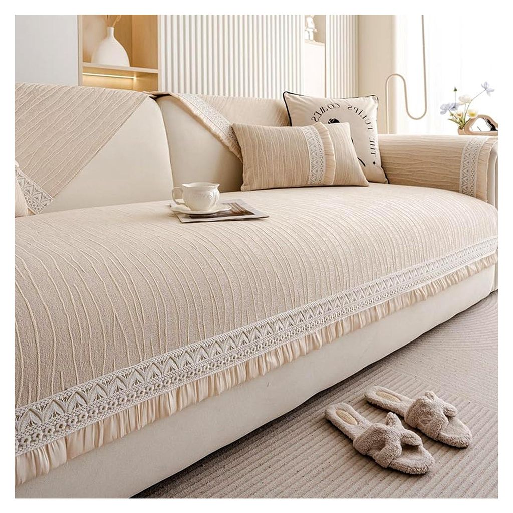 Antirutsch Sofabezug, Überwurf für 1/2/3/4-Sitzer Sofas, Couchüberzug für Ecksofas, Sofadecken für Sitzflächen, Couchschutz, Hellbraun, 110 *...
