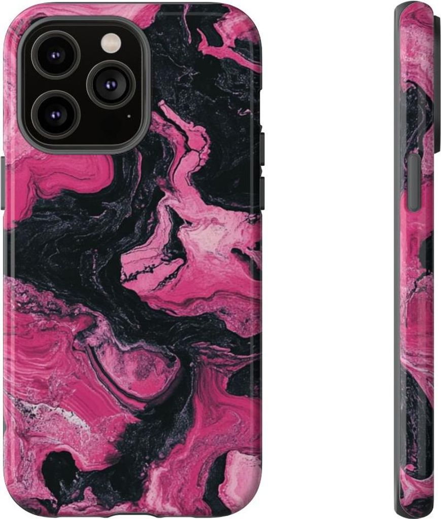 Pink-Schwarz Marmoroptik – Hülle Kompatibel mit iPhone 14 Pro Max