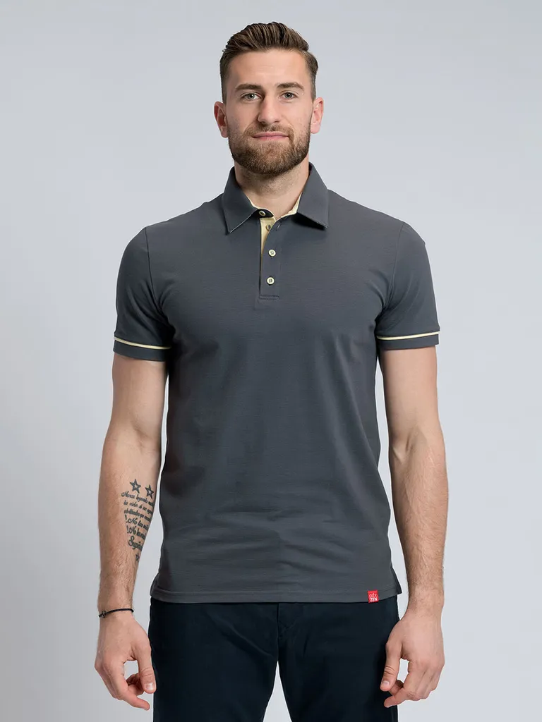 Polo homme ANTONY gris jaune : ne se déforme pas et reste frais l'été